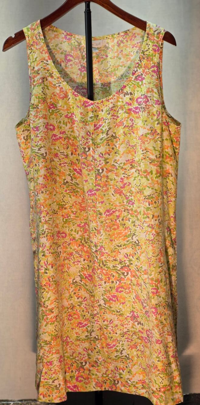 J.Jill Love Linen‎ Shift Dress Abstract Floral Sleeveless Lagagenlook Sz Large